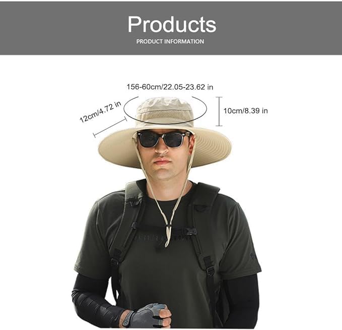 Wide Brim Solar Fan Hat, Wide Brim Solar Fan Outdoor Fishing Hat, Solar Fan Hats for Men-Solar & USB Charging