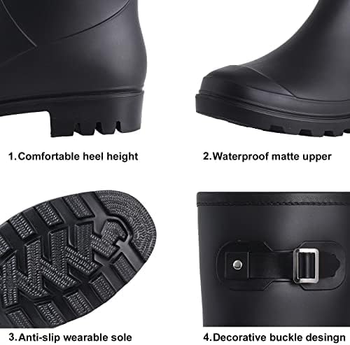 Evshine Women's Mid Calf Rain Boots Waterproof Garden Shoes