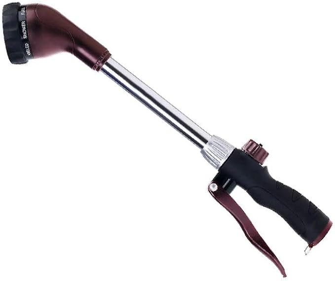 GREEN MOUNT Watering Wand, Heavy Duty Garden Hose Wand with 8 Spray Patterns, 16-Inch Hose Sprayer Nozzle with Flow Control, Ideal for Lawn and Garden Use, Bronze