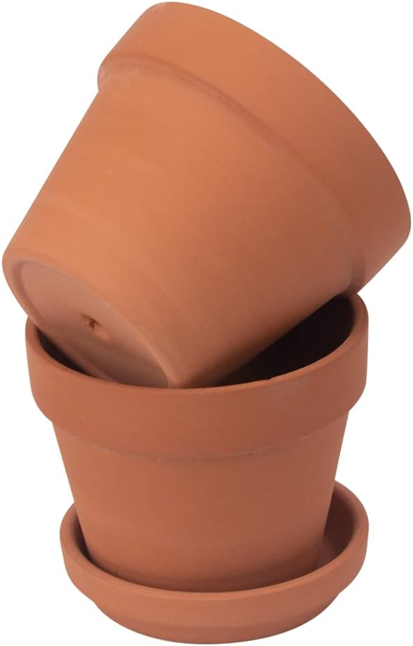 17 Pack 4" Terracotta Planter Pots with Saucer - Clay Ceramic Cactus & Succulent Flower Nursery Garden Pots (4")