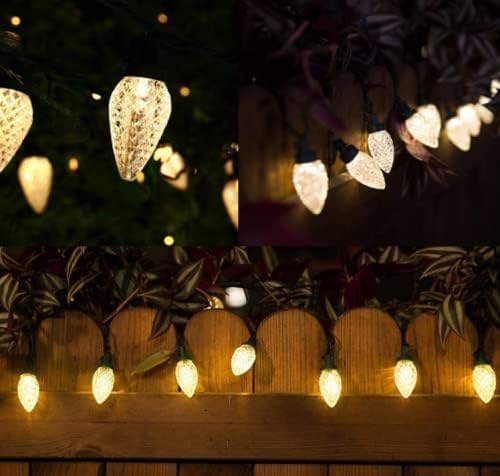 KAQ 2PK 100LED Warm White C9 Christmas Lights Waterproof Indoor Outdoor, 98FT Extendable C9 String Lights Plug in with 13 Lighting Modes, Christmas Decorations for Party Patio, Outside Yard Decor