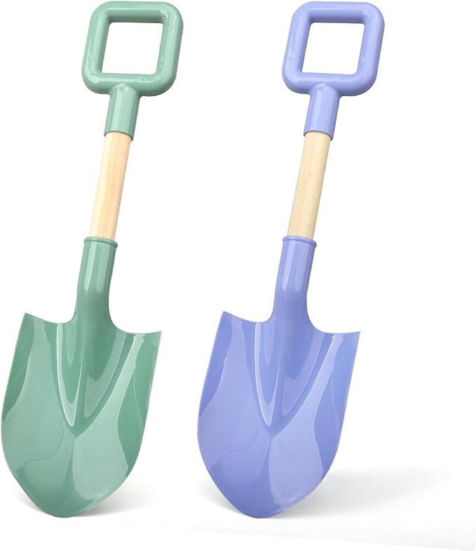 Dilabnba16in/40cm Kids Beach Spades Sand Shovels Toy Gardening Tool, Sturdy Wood Handle ABS Plastic Shovel Scoop Garden Sand Beach Sandbox Backyard Digging Summer Toy for Toddler Boy Girl 3-10(2PCS)