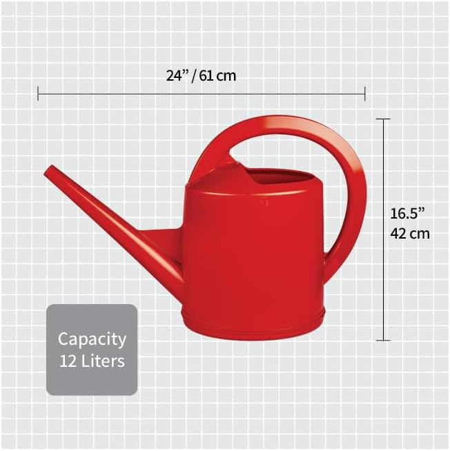 Consolidated Plastics Durable Swiss Watering Can with UV Protection, Ergonomic Handle for Indoor/Outdoor Gardening, Made in Switzerland (12 Liter, Red)