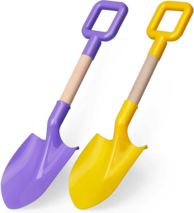 Dilabnba 16Inch Kids Beach Spades Sand Shovels, Jumbo Sturdy Wood Handle ABS Plastic Shovels Scoops Tools for Digging Beach Sandbox Snow, Sandbox Garden Toys Set for Toddlers Kids 3-10(2PCS)