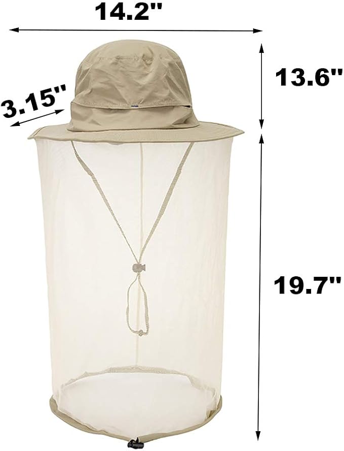 Peicees Head Net Hat for Men Women Adventure Fishing Hat Safari Hat for Hunting Camping Hiking