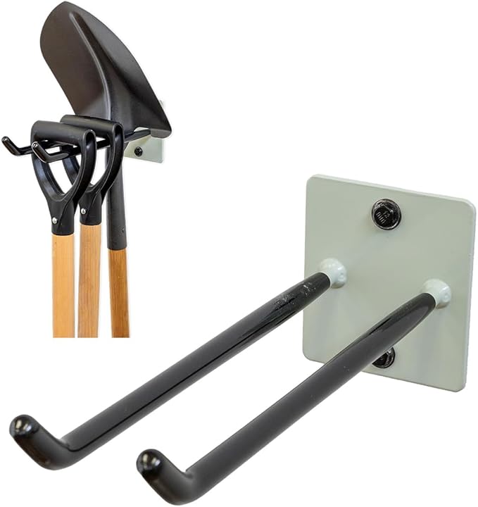 StoreYourBoard Tool Organizer Hook, Wall Mount Garage Storage, Tool Storage for Shovels Rakes Brooms Hoses and More, Rubber-Coated Steel Holds 50 lbs, 12" X 4" X 4.5"