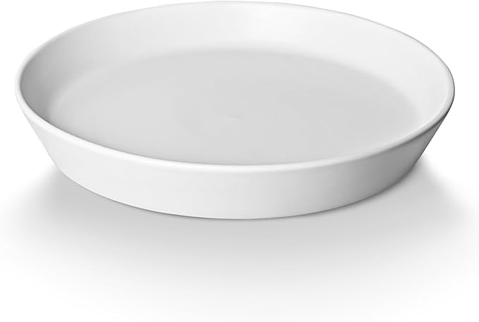 2 Pack 8 Inch Flower Pot Saucers - 9 Inch (8.7 Inch) Ceramic Plant Saucer for Outdoors & Indoors - Glazed Ceramic Plant Pot Trays for Water Drainage - Durable & Stylish Round Plant Tray