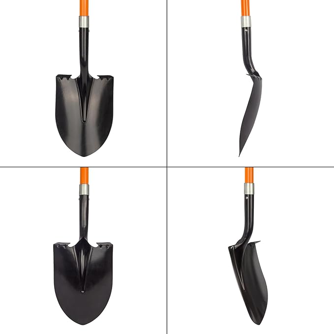VNIMTI Heavy Duty Gardening Shovel, 56 Inch Round Blade with Fiberglass Handle (Orange)