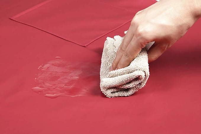 VWELL Waterproof Rubber Vinyl Apron for Women - Chemical Resistant Work Cloth with 2 Pockets - Adjustable Bib Butcher Apron - Best for DishWashing, Lab Work, Dog Grooming, Cleaning Fish (Red)