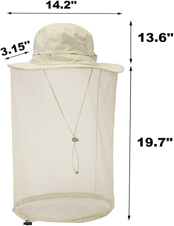 Peicees Head Net Hat for Men Women Adventure Fishing Hat Safari Hat for Hunting Camping Hiking