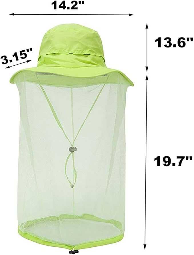 Peicees Head Net Hat for Men Women Adventure Fishing Hat Safari Hat for Hunting Camping Hiking