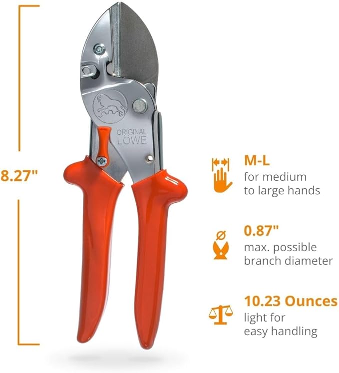 Original LÖWE Professional Anvil Pruner Garden Tools 1.104 | Robust & Sharp Hedge Trimmer | Use As Pruners, Garden Shears, Heavy Duty Handheld, Pruning Shears for Gardening | Made in Germany