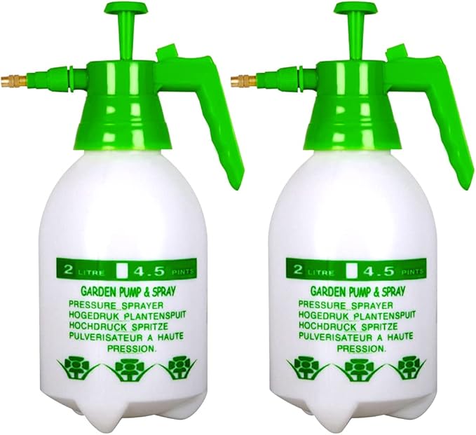 JoyTube 2 Pcs Garden Pressure Sprayer, 2-Liter Pump Water Sprayer Bottle Portable One-Hand Grip for General Use Washing Cleaning (Green)