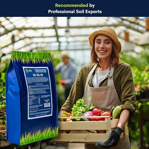 10-10-10 Complete Lawn & Garden Granular Fertilizer with Micronutrients – Balanced NPK Plant Food for Soil Health, Blooms & Roots – Safe for Vegetables, Fruits, Lawns (25 Pounds)