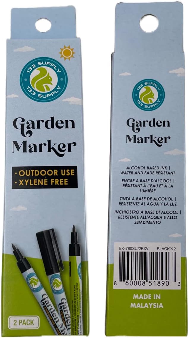 2 Pack Garden Marker Pen Permanent Markers Black (UV Fade Resistant Marker Pens for Plant Markers Garden Markers Waterproof Pen Black Markers Outdoor Marker for Garden Plant Labels 0.8mm)