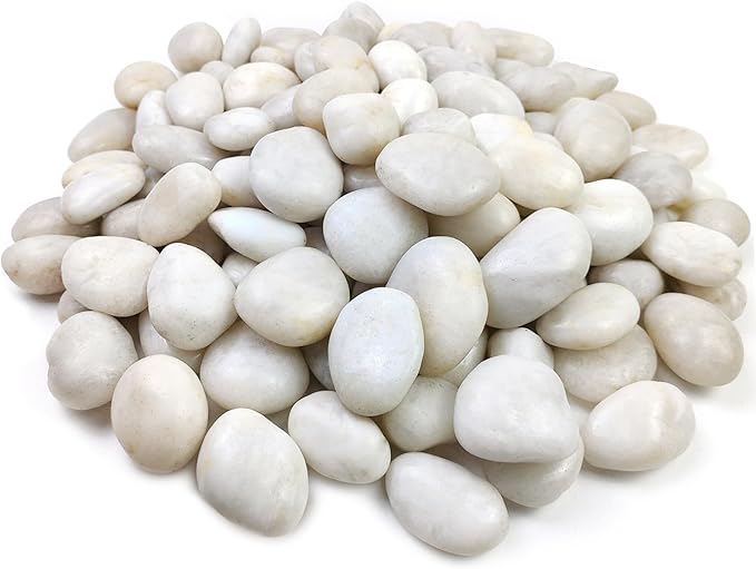40 Pounds Large White River Rocks for Outdoor Landscaping, 2-3 Inch Natural White Stones for Planters, Polished Decorative Pebbles for Indoor Plants Vase, Aquarium and Garden Rocks