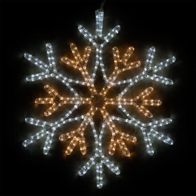 Wintergreen Lighting 28" LED Snowflake Hanging Christmas Light Decoration for Indoor Outdoor Use (36 Point Star Center Snowflake, Warm White/Cool White LED)