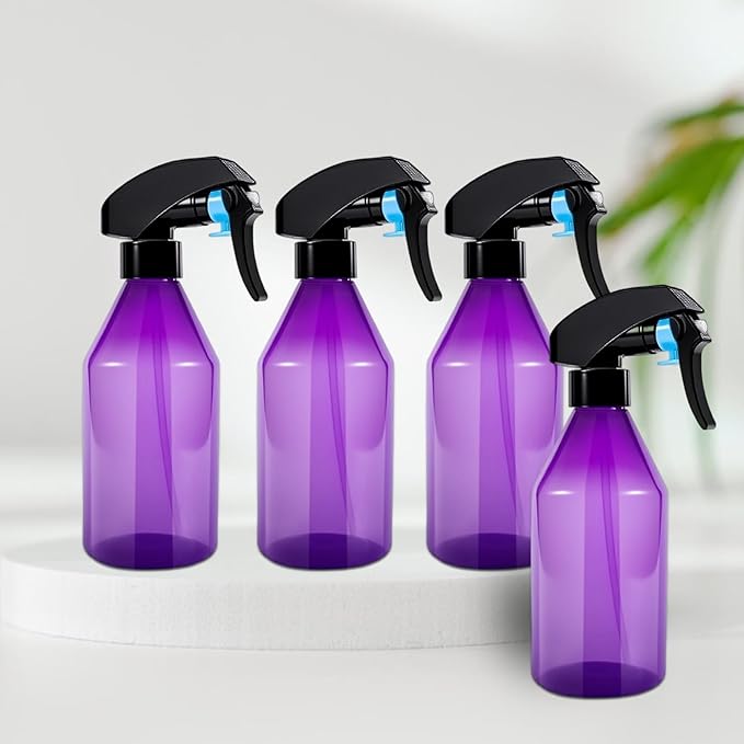 Plant Mister Spray Bottle, 10oz Plastic Fine Mist Spray Bottles, Empty Plant Sprayer Mister Water Spritzer for Gardening, Hair, Cleaning Solutions, Purple (4)