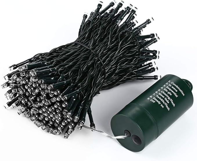 LYHOPE Christmas Lights, 200 LED 72ft 8 Modes Battery Operated Waterproof Fairy Christmas String Lights for Outdoor & Indoor, Patio, Lawn, Landscape, Garden, Wedding, Holiday (Cool White)