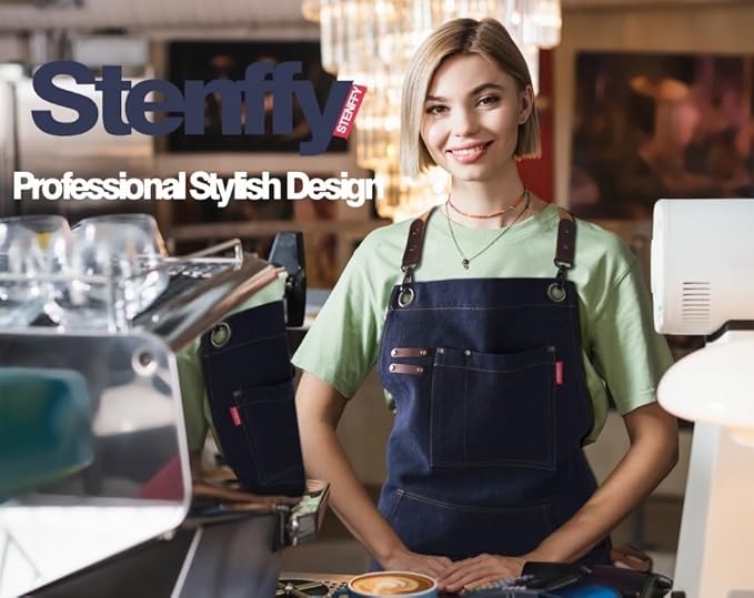 10 Pack Kitchen Aprons, Work Apron, Canvas, Multiple Pockets, Gardening, Painting, BBQ, Artist, Carpenter, Sizes M to XXL, Denim