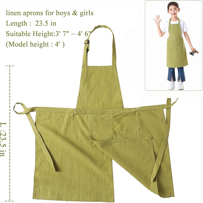 Linen Apron for women with pockets Cottion Linen Split-leg Apron for Clay Kichen Artist Pottery Gardening