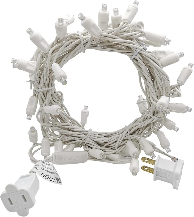 Christmas Lights 50 LED 17FT Commercial Mini LED String Lights, 120V UL, White Wire Xmas Lights for Indoor & Outdoor Use, Holiday Party Decorations,Trees, Light Displays (Cool White)