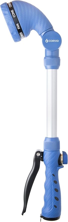 10-Pack Corvid 16" Turret Head 9-Pattern Front Trigger Garden Wand with Carbon Fiber Texture – Versatile Spray Nozzle for Precise Watering, Cleaning, and Easy Control with Ergonomic Grip