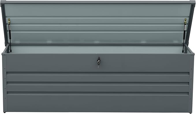 260 Gallon Waterproof Outdoor Storage Box, Extra Large Outside Metal Deck Storage Box for Patio Cushions, Garden Tools, Pool Supplies