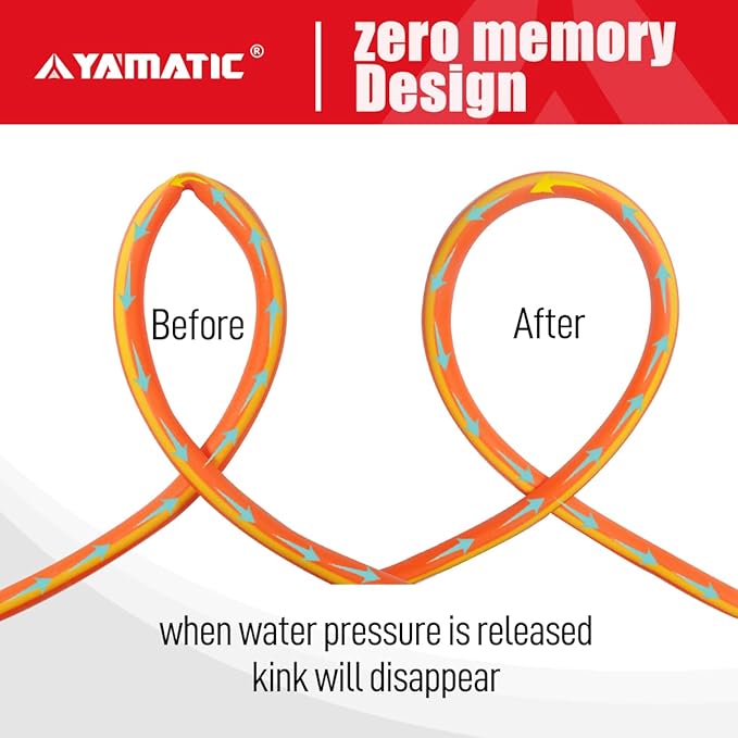 YAMATIC 50 FT Heavy Duty Garden Hose 5/8 inch, Super Flexible Water Hose, Drinking Water Safe, All-weather, 600 PSI, Easy to Coil, Durable, No Leaks