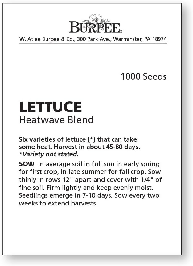 Burpee Heatwave Blend Lettuce Seeds 1000 seeds