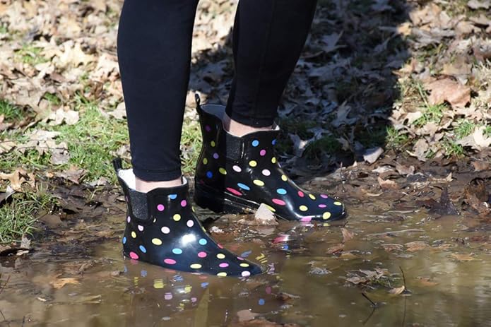 NORTY - Womens Ankle Rain Boots - Ladies Waterproof Winter Spring Garden Boot runs ½ size large