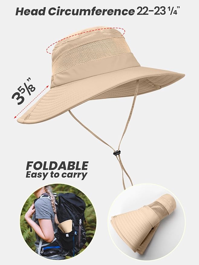 EW EastWater Beach Sun Bucket Hats for Women,UV Protection High Ponytail Hole UPF 50+ Waterproof for Hiking Safari Fishing
