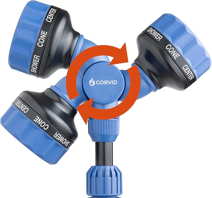 2-Pack with Corvid Adjustable Thumb Control Garden Watering Wand, 19-24 Inch Telescoping Hose Nozzle 8 Spray Patterns, Heavy-Duty Zinc & Aluminum for Precise Watering and Cleaning