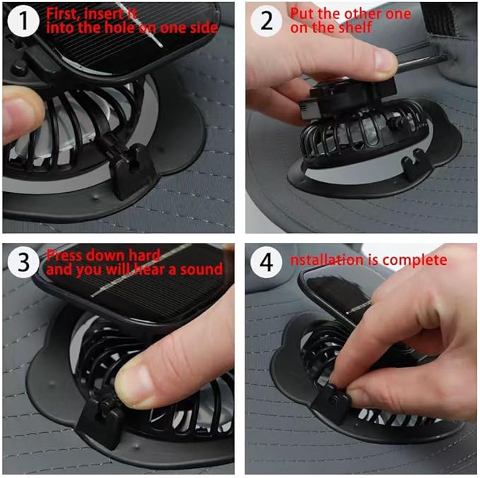 Solar Powered Fan Hat for Men Women Wide Brim Hat with 2 Fans UPF 50+ Outdoor Fishing Beach Sun Hat