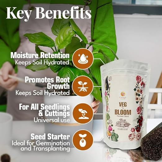 Veg N Bloom Natural Potting Mix Nutrient Rich Seed Starter Soil, Root Growth Coco Pith Neem Frass Garden Soil Vegetables Herbs Flowers Houseplants