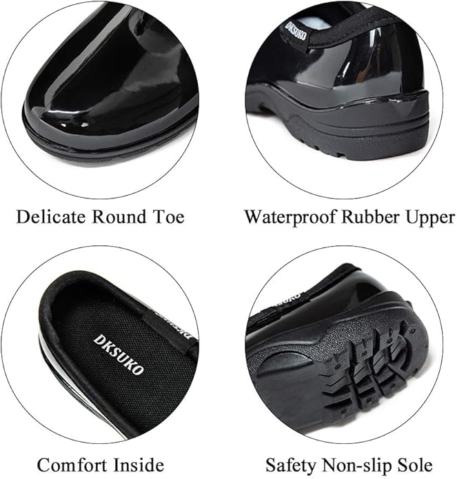 DKSUKO Waterproof Garden Shoe for Women Outdoor Slip-On Rain Boots Short Ankle Work Shoes and Garden Clogs with Comfort Insole