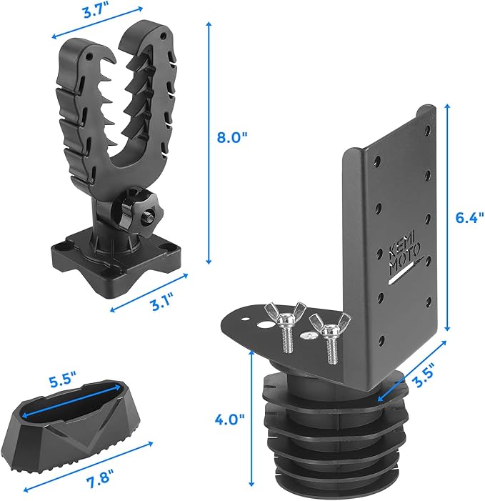 KEMIMOTO UTV Hunting Tool Holder Rack, Tool Holder Compatible with Polaris Ranger and General, Mount on The Dash Cup Holder or Cargo Bed, Shovel Mount Bow Rack