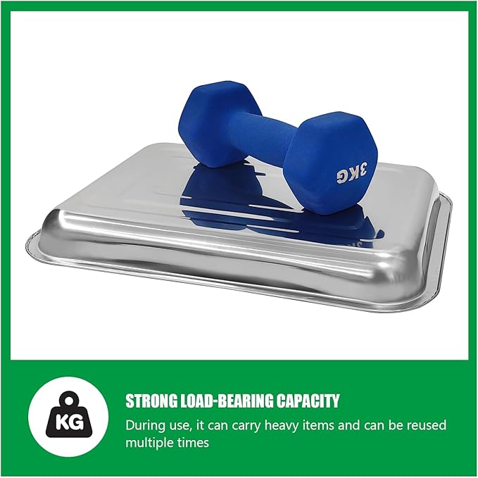 10 Pack Stainless Metal Trays, Stainless Steel Seed Starter Carry Tray for Nursery Seedling Pots Water Collection Transplantation (10.63 inch×14.17 inch, 1.18" Height)