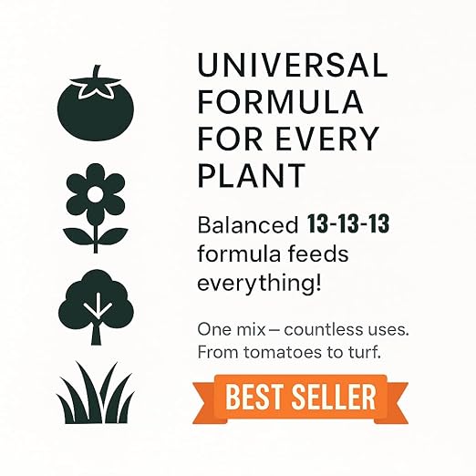 Gardenera 13-13-13 Slow Release Granular Fertilizer β All Purpose Plant Food 13 13 13 for Outdoor Grass, Vegetables, Roses, Flowers, Shrubs, Trees. Lawns, Gardens, Potted Plants (1 Quart)