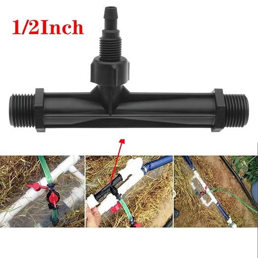 1 PCS Black Venturi Injector 1/2 Inch Venturi Fertilizer Injector Outdoor Agricultural Irrigation Equipment Tools (G1/2")