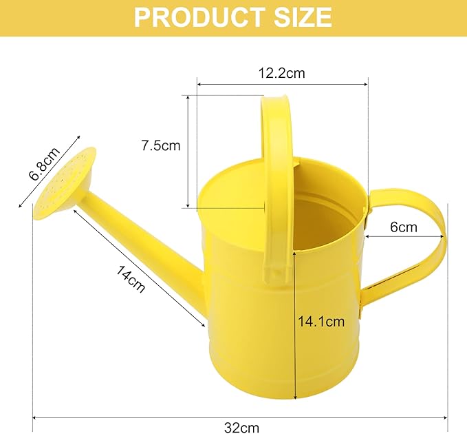 Finderomend Metal Watering Can 1.5L/51oz, Iron Art for Outdoor Plants, Yellow