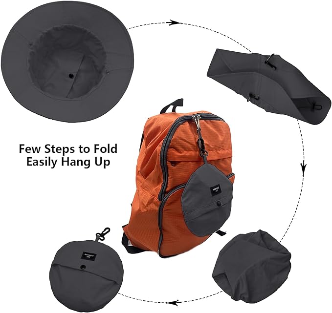 woogwin Waterproof Bucket Rain Hat with Chin Strap Quick Dry Packable Boonie Sun Hat Safari Hat UV Protection