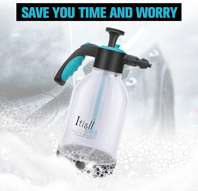 Itisll Manual Garden Sprayer Foam Nozzle Hand Lawn Pressure Pump Sprayer Safety Valve with Extended Spray Wand, Durable Polyethylene Rod 0.5 Gal