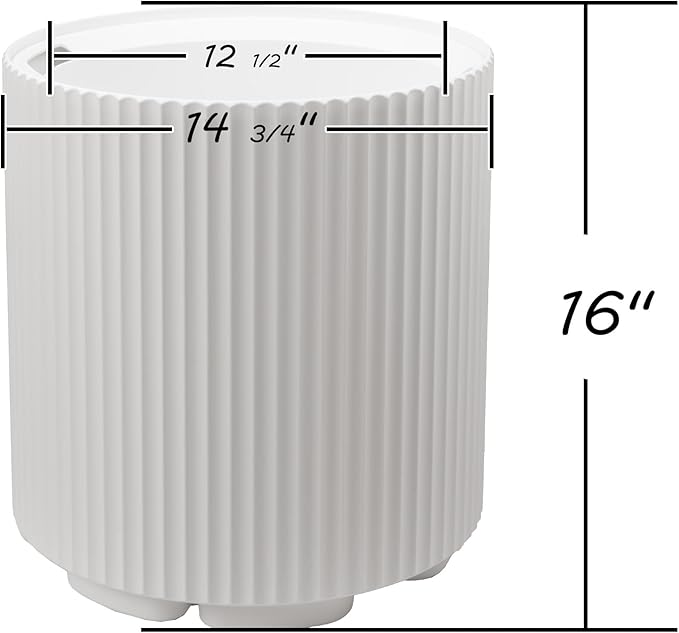 Kozyard Round Planter 16’’H Plant Pots for Indoor Outdoor Porch, Patio, Backyard Planters with Water Reservoir Modern Décor for Tall Plants, Flowers (16inch/White)