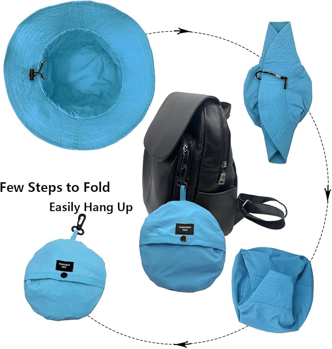 woogwin Waterproof Bucket Rain Hat with Chin Strap Quick Dry Packable Boonie Sun Hat Safari Hat UV Protection