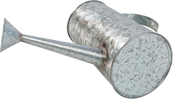 MyGift 7 Inch Small Rustic Galvanized Metal Decorative Vases in Vintage Style Watering Can Design for Dried Flowers and Artificial Plants, Set of 2 - Handcrafted in India