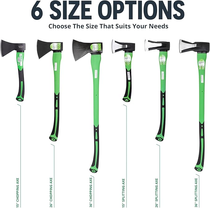 WilFiks Chopping Axe, 36” Camping Outdoor Hatchet for Wood Splitting and Kindling, Forged Carbon Steel Heat Treated Hand Maul Tool, Fiberglass Shock Reduction Handle with Anti-Slip Grip