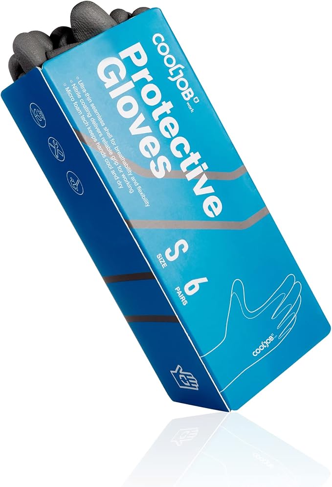 COOLJOB Micro-Foam Nitrile Safety Work Garden Gloves with Touchscreen Fingers, 6 Pairs Lightweight Working for Men’s Sweaty Hands, Non-slip Coated Grip Fits Most Tasks, Small, Blue & Black