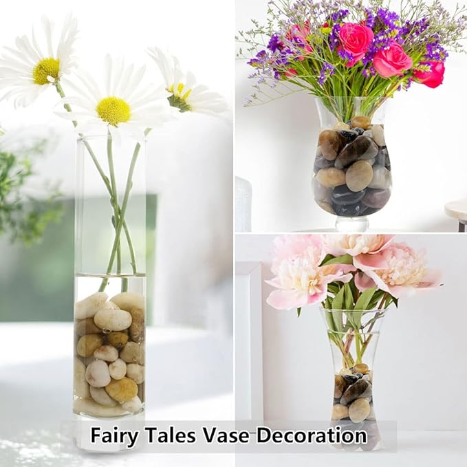 40lbs Pebbles for Landscaping Garden Indoor Plants, 1-2 Inch Mixed Color High Polished River Rocks Outdoor Decorative Stones Outdoor Vase Filler Fish Tank Aquariums and Indoor DIY