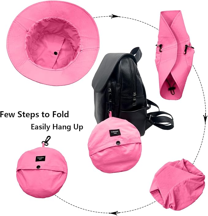 woogwin Waterproof Bucket Rain Hat with Chin Strap Quick Dry Packable Boonie Sun Hat Safari Hat UV Protection